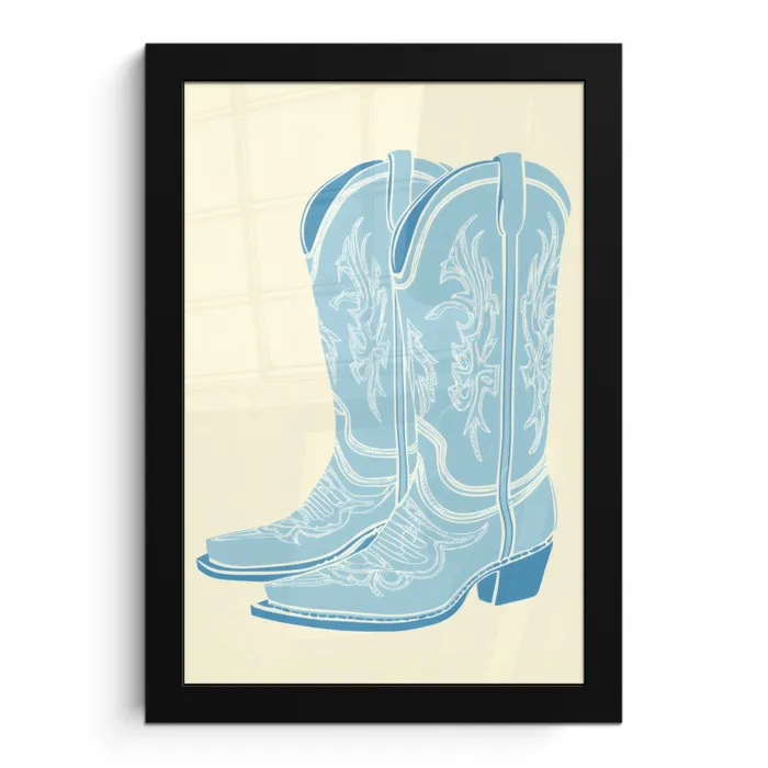 Illustratie - Cowboylaarzen - Patroon fotolijst zwart zonder passe partout klein -3d
