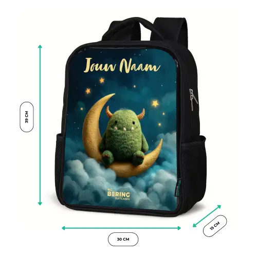 Groen monster op maansikkel Rugzak - Zwart middel -productfoto_formaten