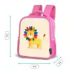 Leeuw - Kleurrijke manen - Beige Kinderrugzak - Roze middel -productfoto_formaten
