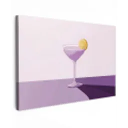 Cocktail - Paars - Minimalistisch - Citroen Tuinposter op houten frame 2 cm dik klein -3d