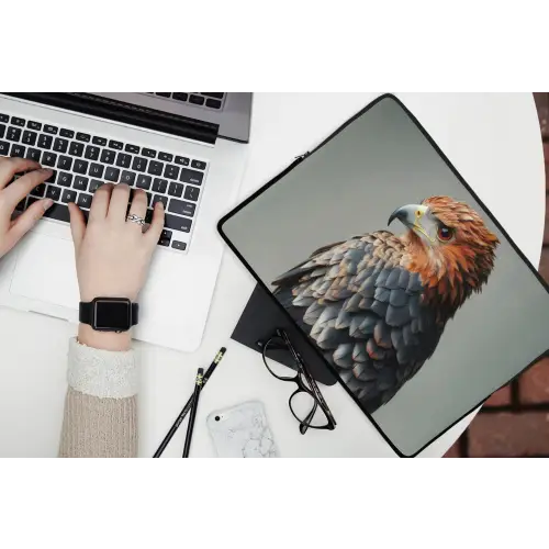 Vogel - Realistisch - Veren - Bruin laptophoes neopreen klein -bureau