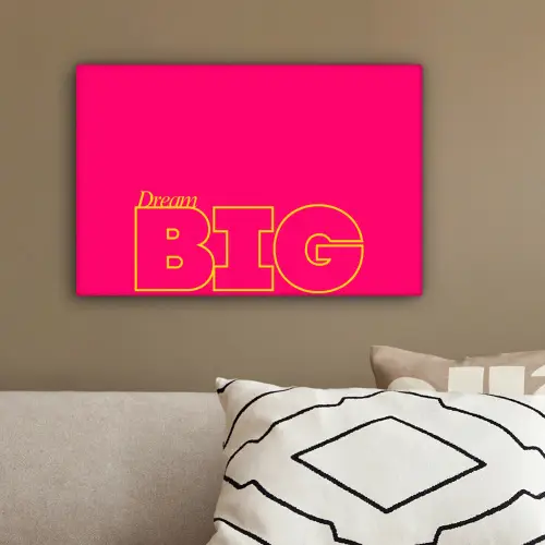 Minimalistisch - Roze - Dream big - Grafisch canvas 2cm klein -sfeer3