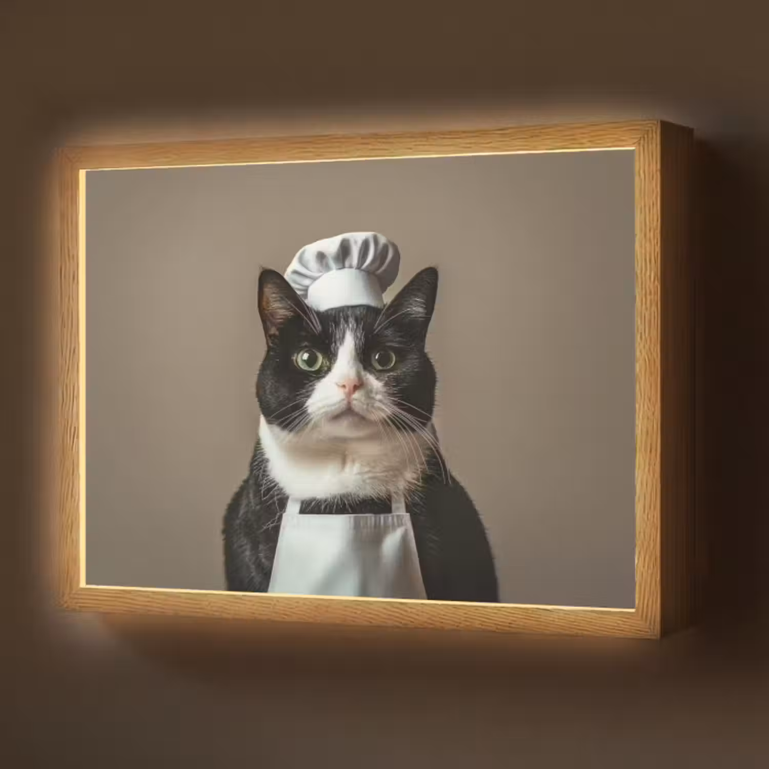 Lightbox - Wandlamp - Kat - Kokskleding - Zwart - Wit