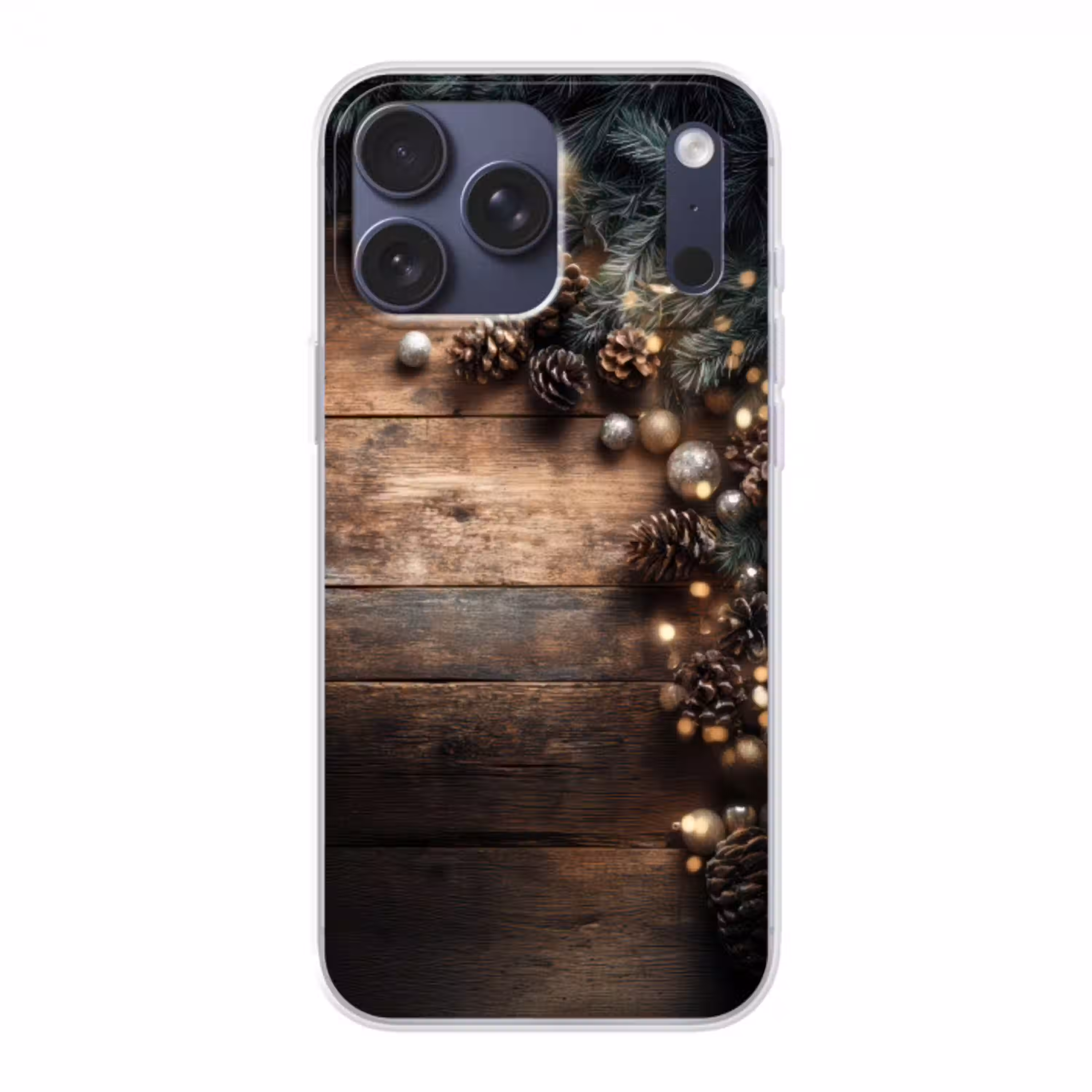 Kersthoekdecoratie - Dennenappels - Lichtjes Telefoonhoesje iPhone 17 Pro Max klein -3d