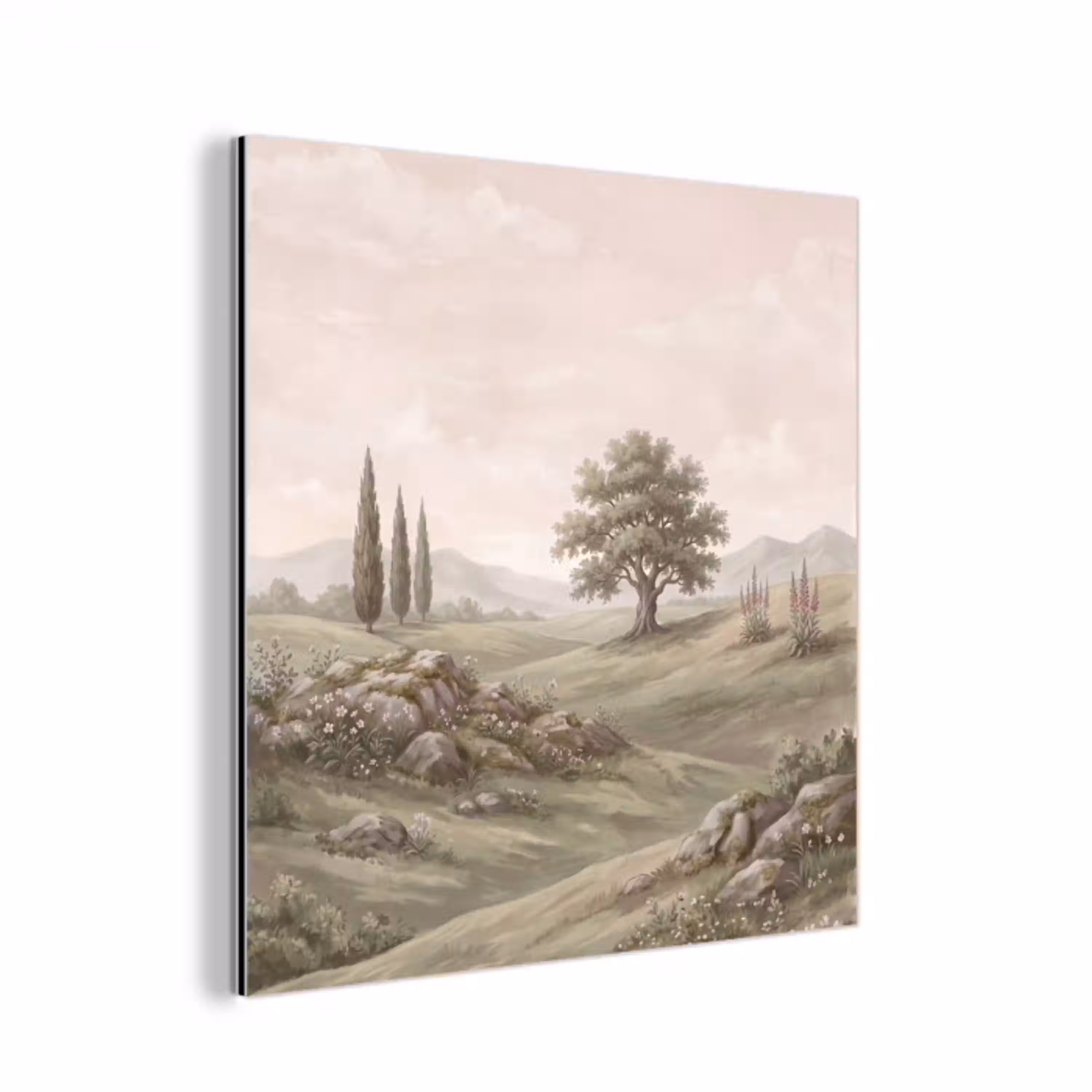 Heuvellandschap - Bomen - Natuur - Groen aluminium wit klein -3d