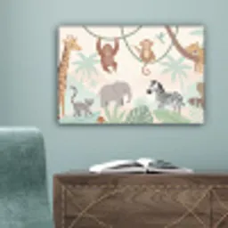 Jungle - Dieren - Groen canvas 2cm klein -sfeer4