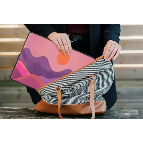 Zon - Heuvels - Paars - Abstract laptophoes neopreen klein -tas