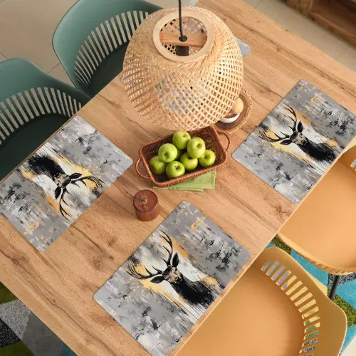 Abstract - Hert - Gewei - Goud Placemat vinyl groot -zzsfeer5_Kitchenyeah-website