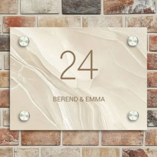 Beige marmer - Klassiek Naambord Rechthoek middel -sfeer3