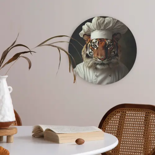 Tijger - Kokskleding - Bruin Akoestische PET Vilt - Rond klein -sfeer3