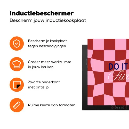 Furture - Geblokt - Rood Inductie beschermer vinyl 3mm klein -zzzzzzz-td-ups