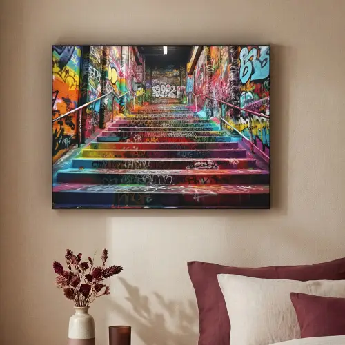 Trap - Graffiti - Kleuren - Kunst Textielframe zwart klein -sfeer1