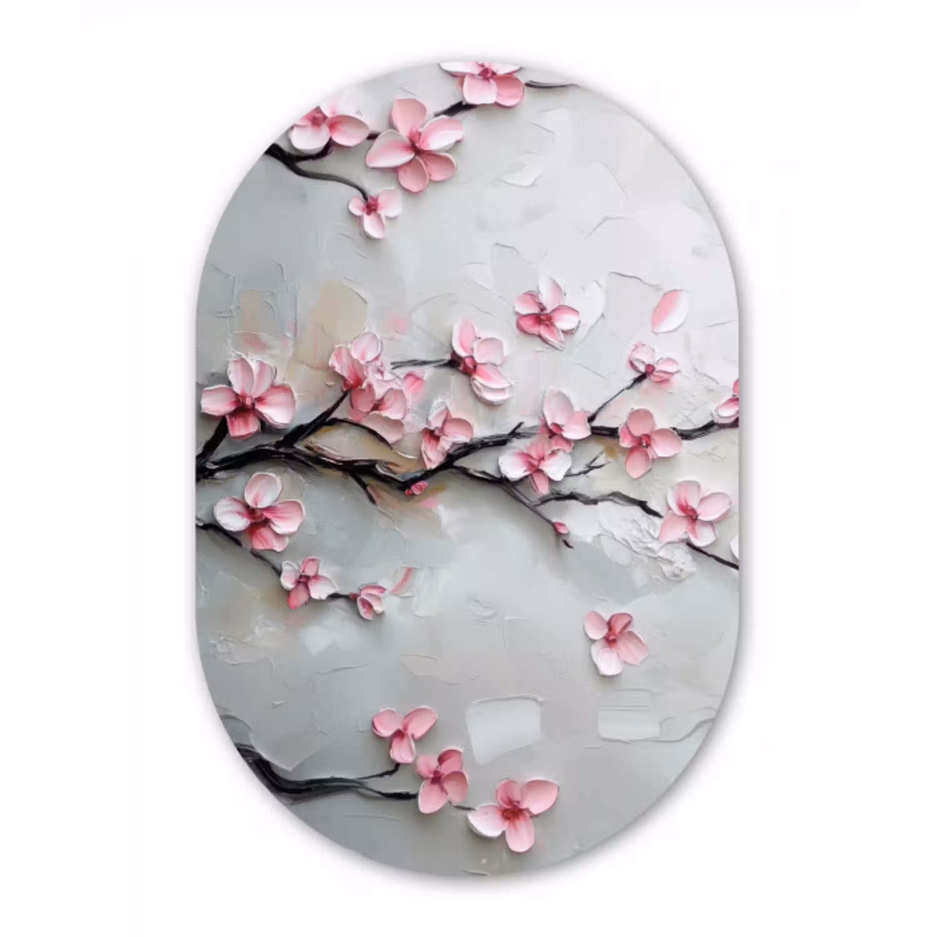 Bloesem - Kunstzinnig - Roze - Sakura Wandcirkel Ovaal Forex klein -3d