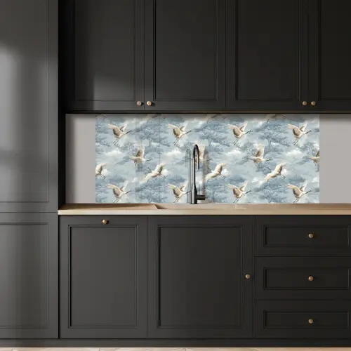 Wolken - Kraanvogels - Blauw keuken achterwand 2 middel 871 -sfeer1