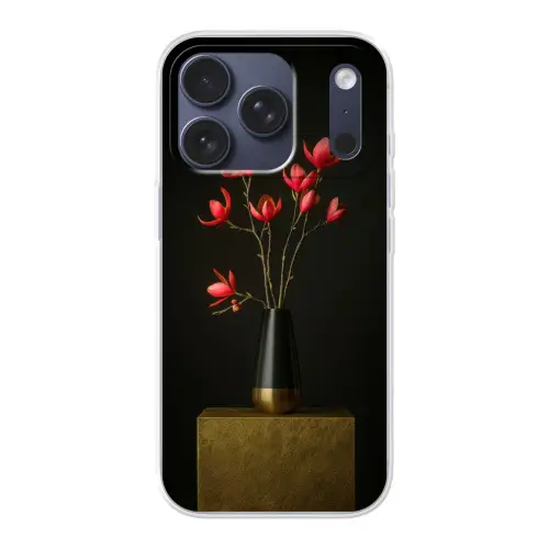 Rode - Bloemen - Vaas Telefoonhoesje iPhone 17 Pro klein -3d