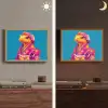 Bloemenkrans - Hagedis - Kimono - Paars Light Box met batterij (Wandlamp) middel -sfeer3