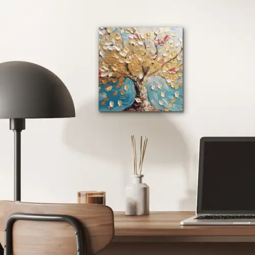 Boom - Blauw - Goud - Abstract - Modern aluminium wit klein -sfeer5