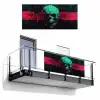 Schedel - Cyberpunk - Neon Rood Balkonbeschermer Duitsland klein -3d
