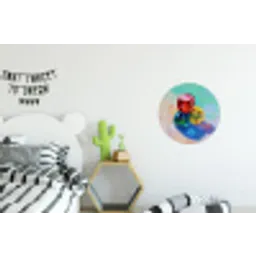 Dobbelstenen - Kleurrijk - Getallen - Stipjes Wandcirkel aluminium klein -kinderkamer