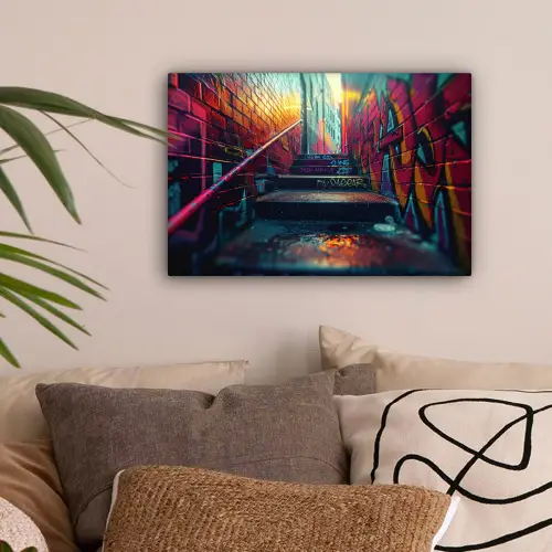 Architectuur - Neon - Trap - Graffiti canvas 2cm klein -sfeer1