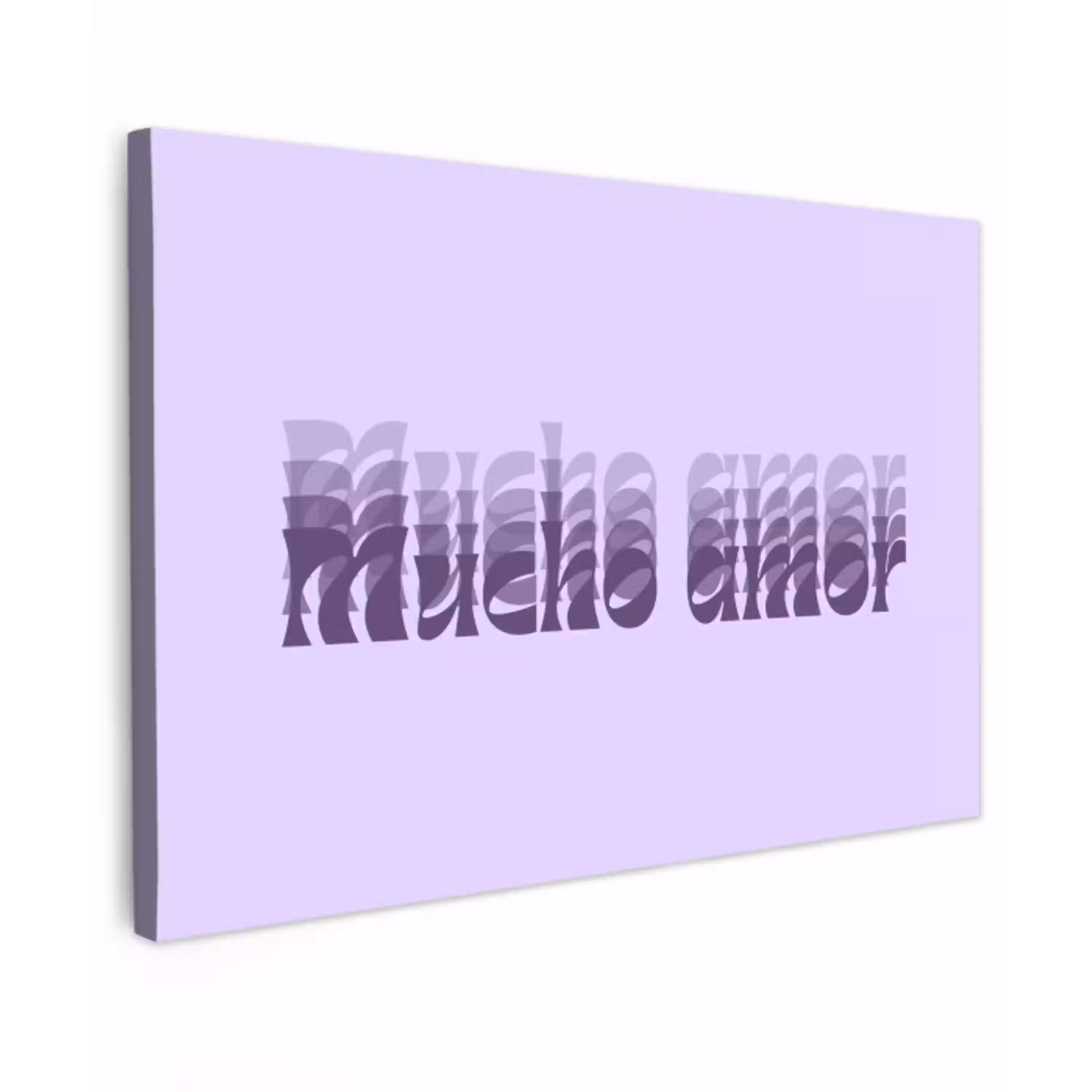 Mucho amor - Paars - Gelaagde letters Tuinposter op houten frame 2 cm dik klein -3d