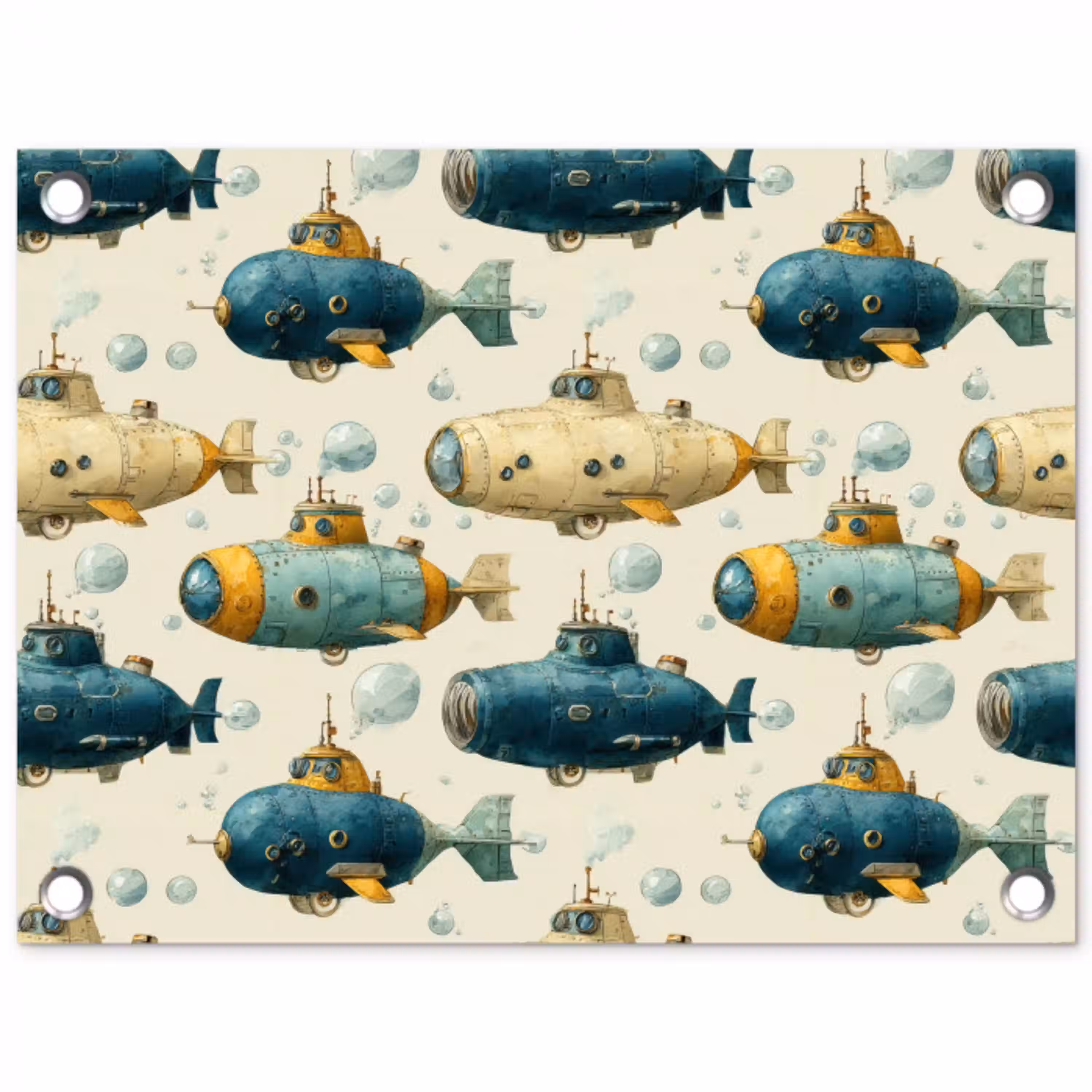Duikboot - Fantasie - Kleurrijk tuinposter los doek klein 239 -3d