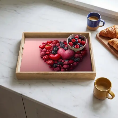 Fruit - Hartjes - Aardbeien - Frambozen - Bosbessen Dienblad Rechthoek middel -sfeer2