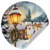 Kerstdorp - Huizen - Sneeuw - Kerst Wandcirkel behangsticker klein -3d