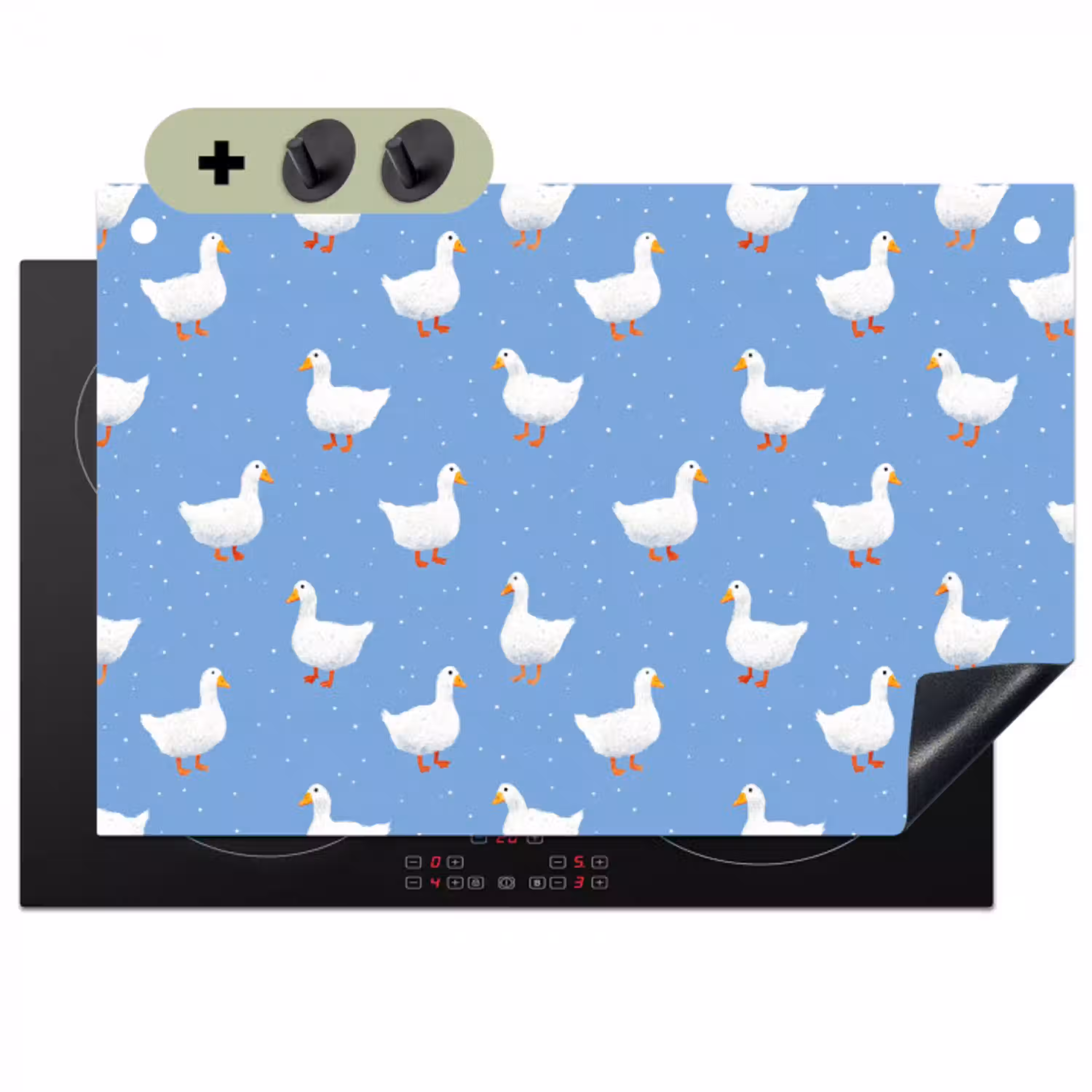 Ganzen - Elegant - Blauw Inductie beschemer met haakjes klein 777 -3d