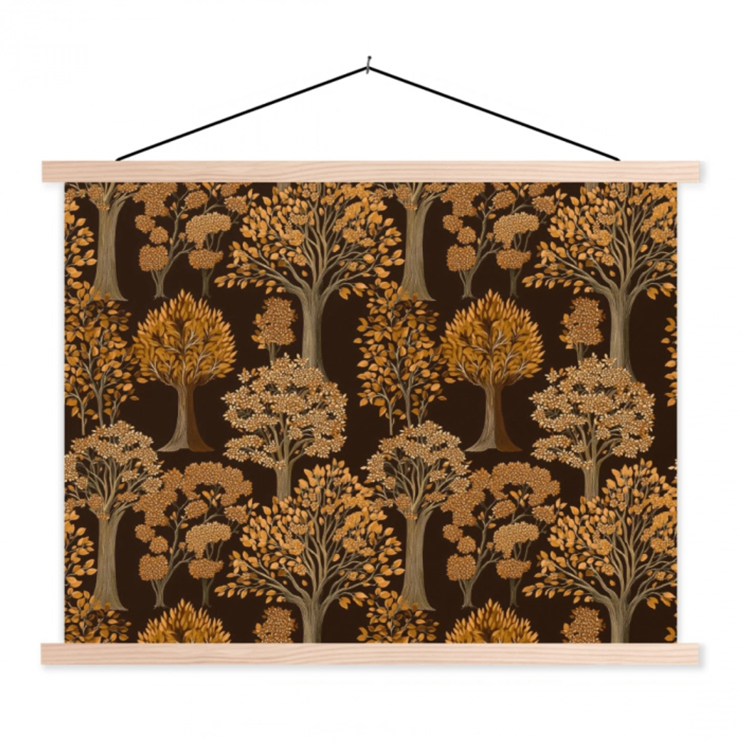 Bomen - Patroon - Bruin textielposter latten blank klein 122 -3d
