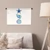 Zeester - Schelpen - Blauw Wandkleed katoen klein -sfeer4