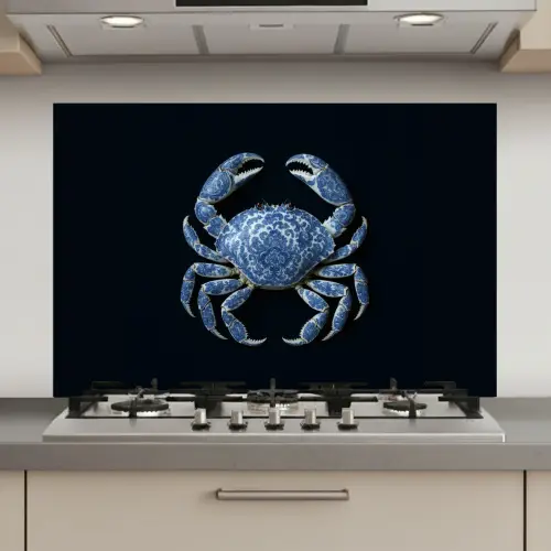 Krab - Delfts blauw - Dieren keuken achterwand spatscherm klein -3d_website
