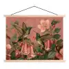 Kolibries - Bloemen - Groen - Roze textielposter latten blank klein -3d