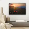 Bloemenveld - Gras - Bloemen - Planten - Zonsondergang - Oranje canvas 2cm klein -sfeer6