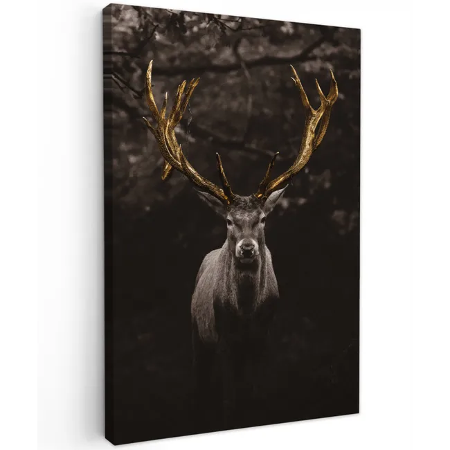 Hert - Gewei - Goud canvas 2cm klein -z3d