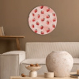 Aardbei - Patroon - Roze Akoestische PET Vilt - Rond klein 838 -sfeer1