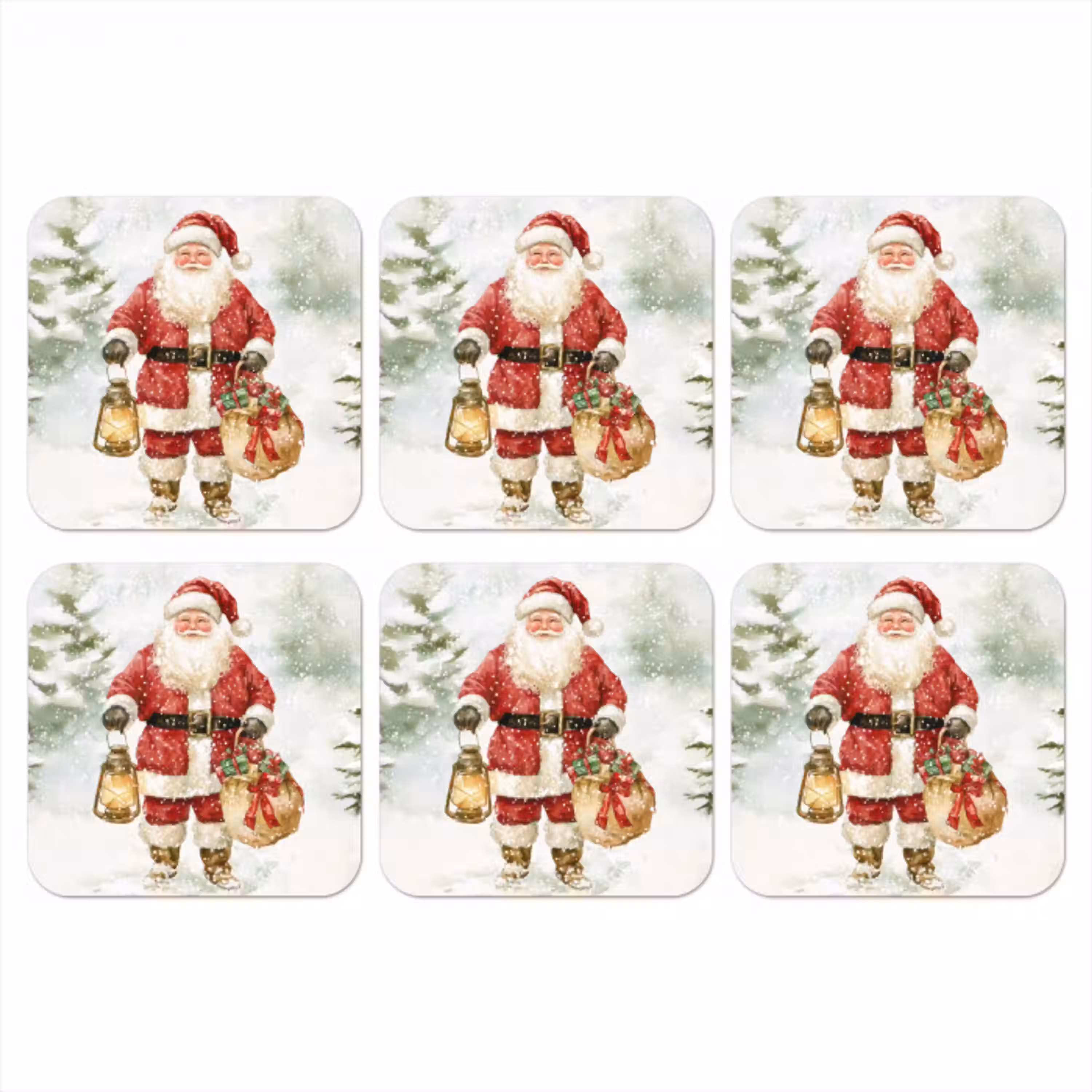 Kerstman- Winter - Sneeuw - Wit - Rood onderzetter kurk middel -3d
