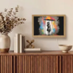 Meisje - Kunst - Paraplu - Graffiti - Kleuren - Muur Light Box met kabel (Tafellamp) klein -sfeer2