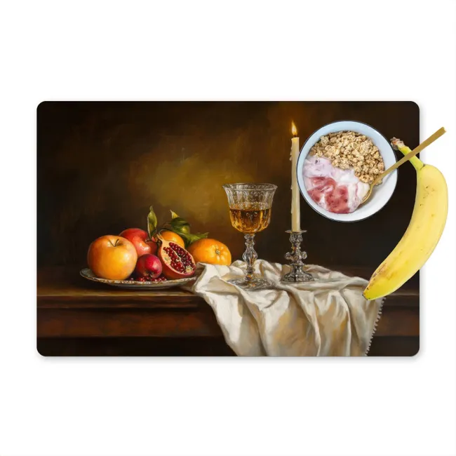Placemat - 6 stuks - Fruit -  Stilleven - Wijn - Kaars