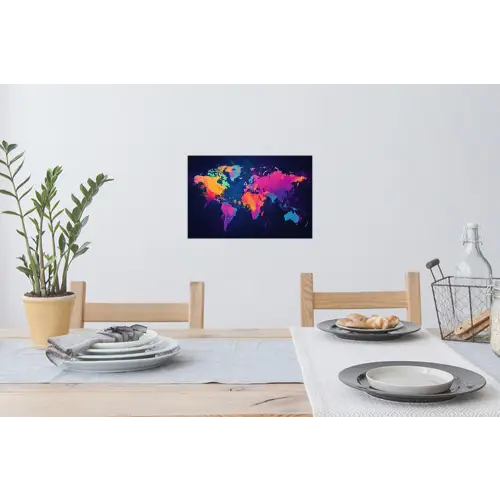 Wereldkaart - Kleurrijk - Graffiti Muursticker klein -eettafel