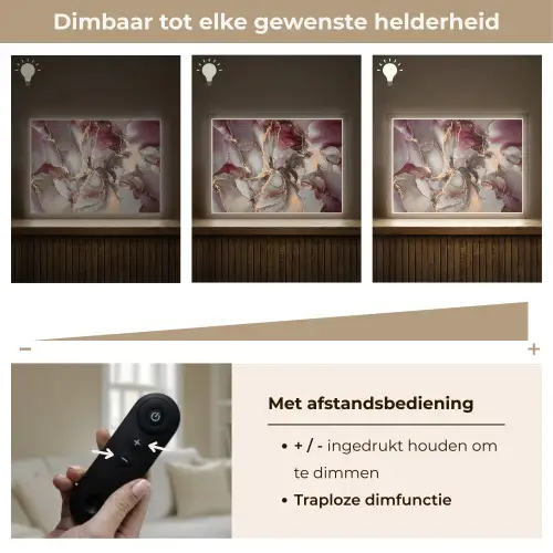 Goud - Marmer - Paars Light Box met batterij (Wandlamp) middel -USP_dimbaarNL