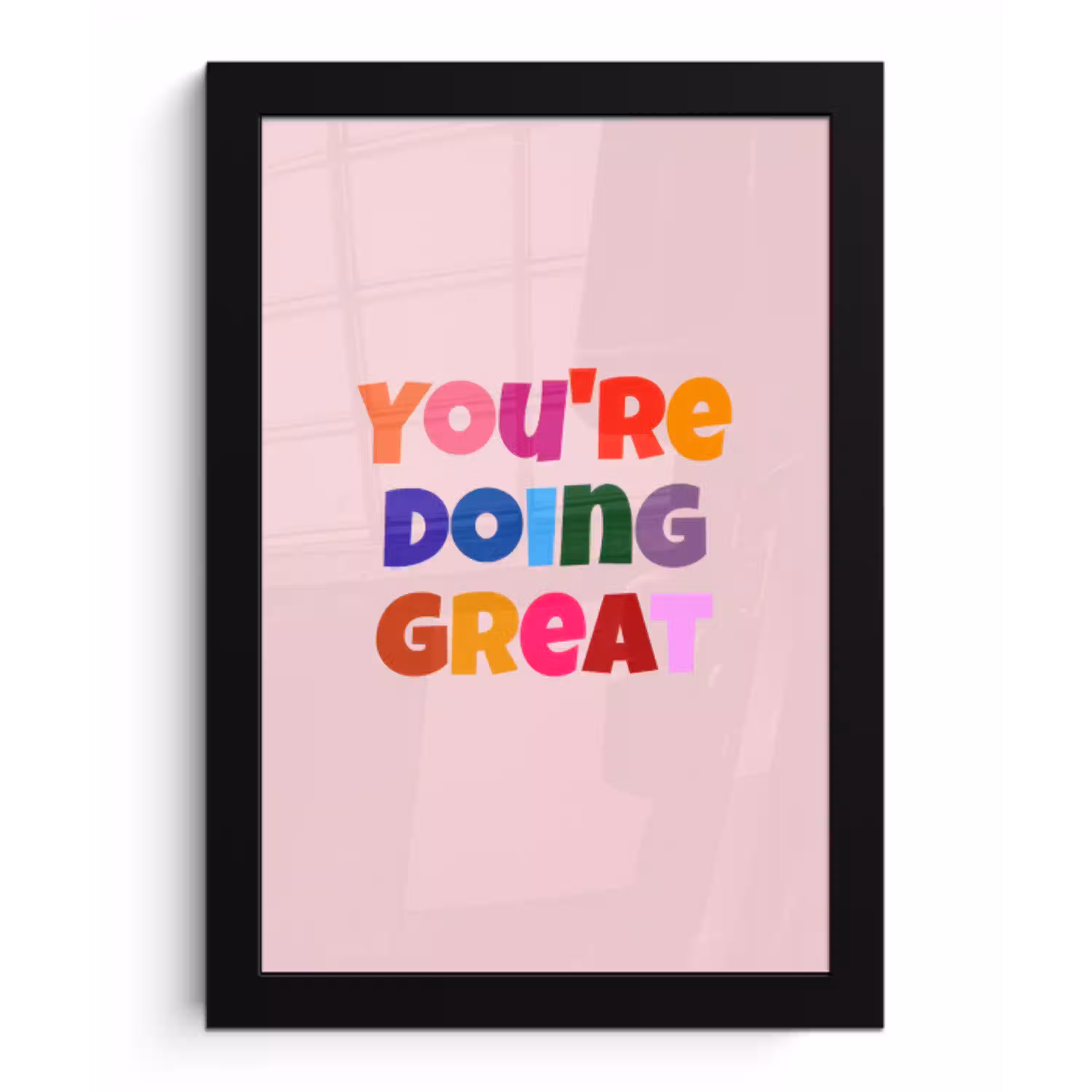 You're doing great - Roze - Kleurrijk fotolijst zwart zonder passe partout klein -3d