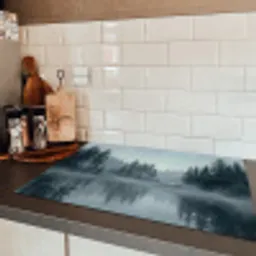 Bos - Meer - Mist - Natuur - Grijs Inductie beschermer vinyl 3mm klein -sfeer3