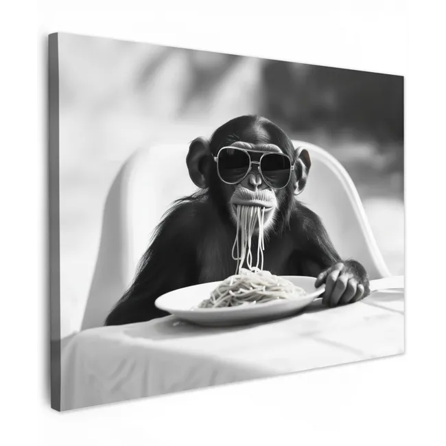 Canvas Print - Monkey - Spaghetti - Sunglasses - Black and white - Cool - Animal