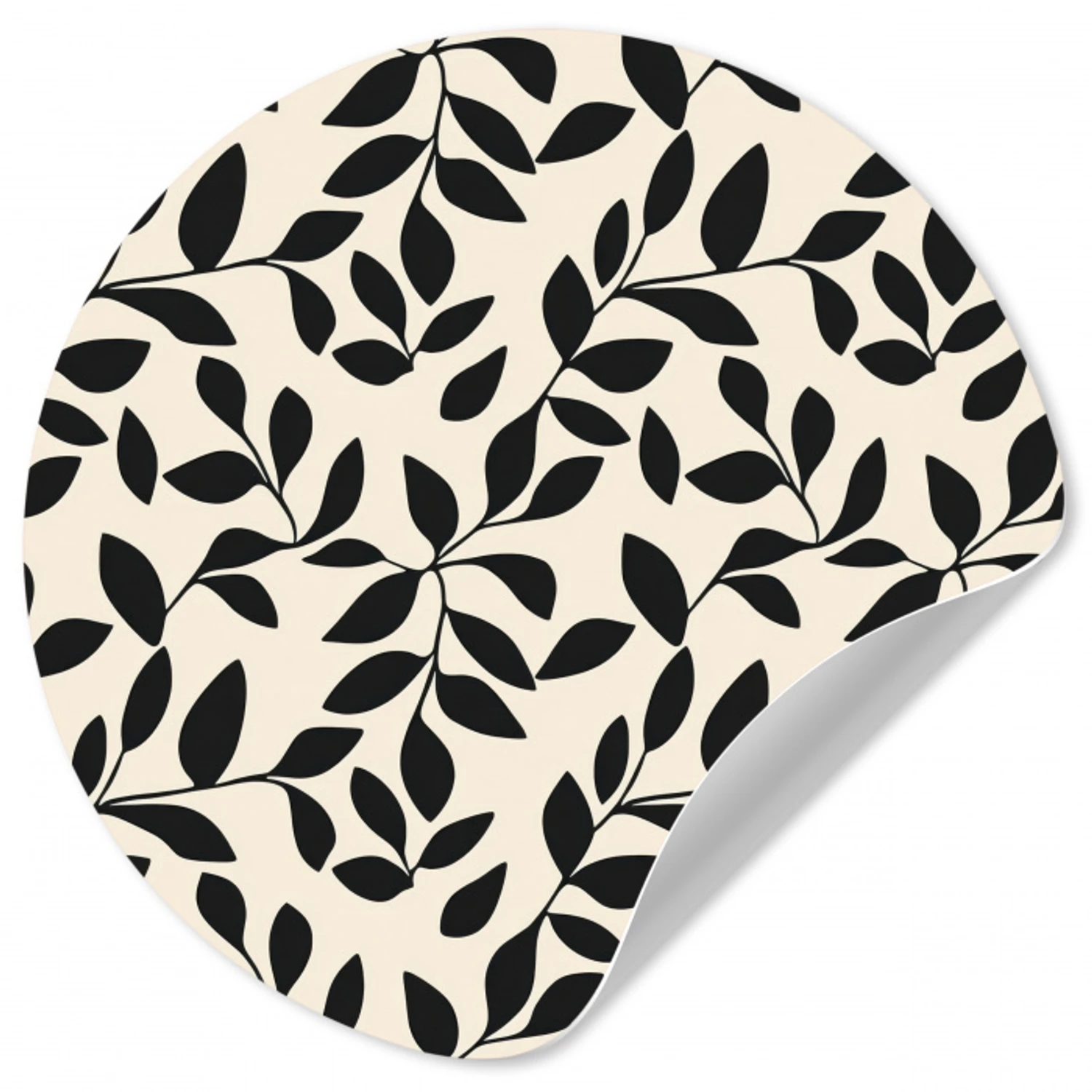 Elegant - Patroon - Zwart - Beige Wandcirkel behangsticker klein 186 -3d