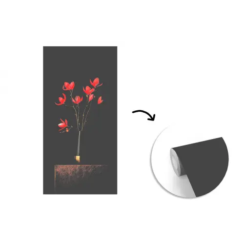 Rode - Bloemen - Vaas fotobehang vinyl groot -3d