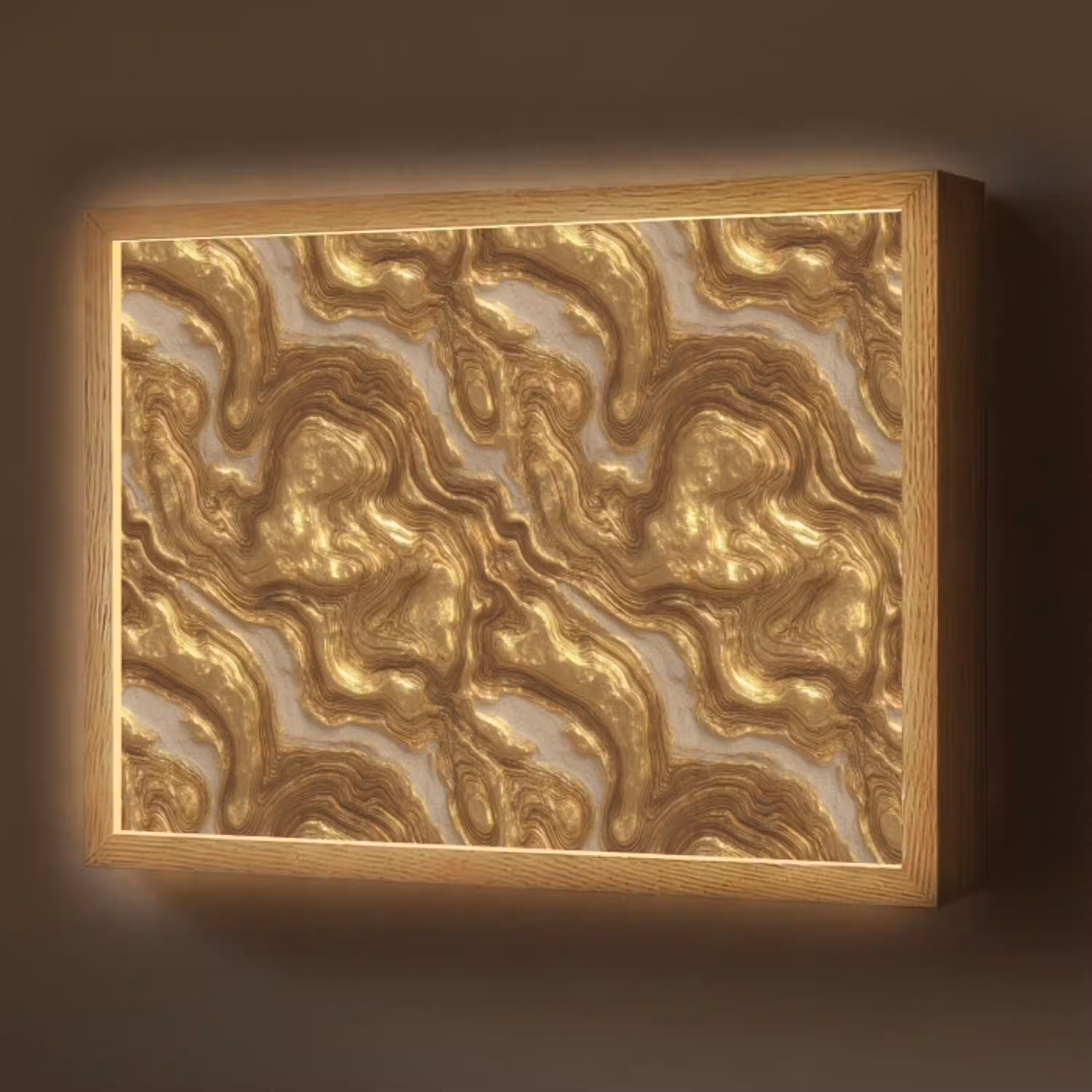 Golven - Organisch - Goud - Crème Light Box met batterij (Wandlamp) middel 907 -z3d_website