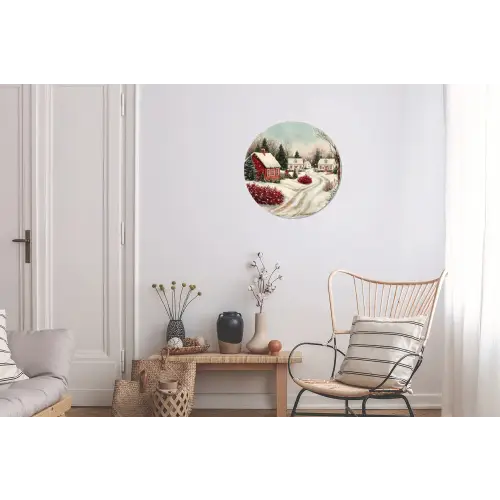 Kerstsfeer - Landelijk - Rood Wandcirkel aluminium klein -woonkamer