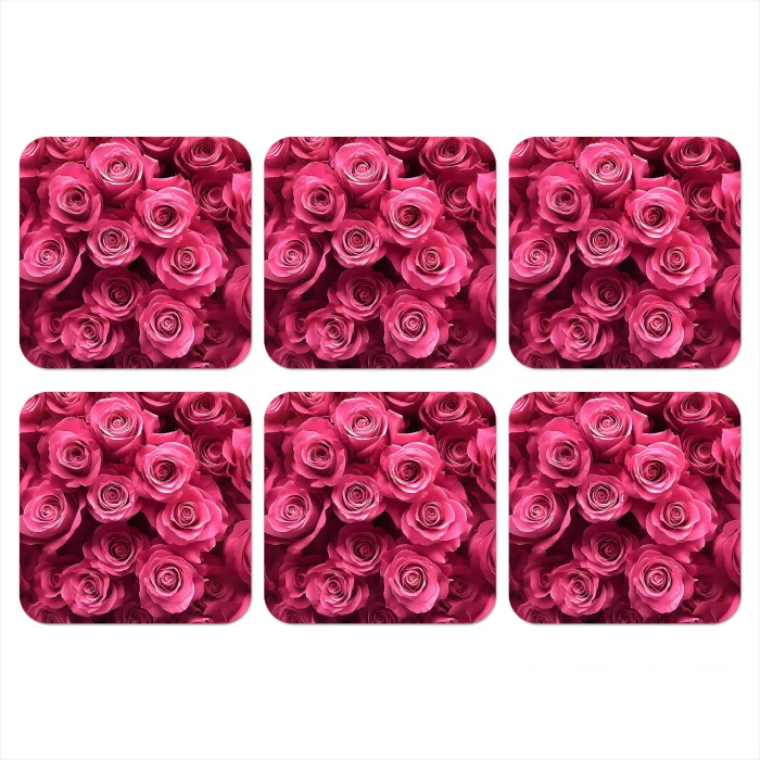 Rozen - Pink - Bloem onderzetter kurk middel -3d