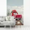 Auto - Rood - Cadeaus - Winter - Sneeuw - Kerst fotobehang vinyl groot -woonkamer